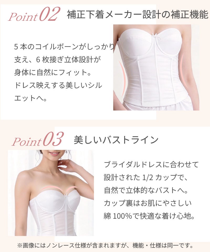 5本のコイルボーンと1/2カップで美しいバストラインを実現
