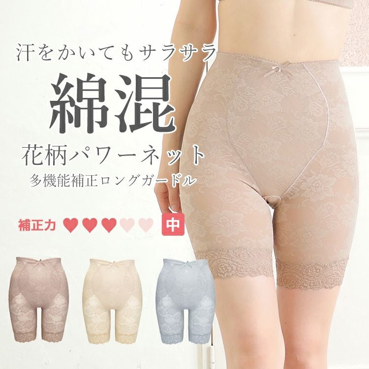 シェイプインナー、パワーガードルPatti Patti[新品未使用]上下セット ロングガードルの花柄パワーネット多機能シリーズ|タムラのやさしい