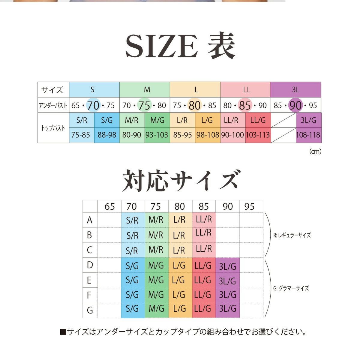 YTA25　適応サイズ表