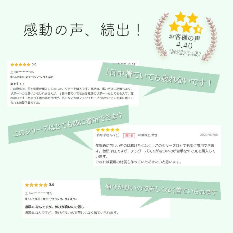 YTP60 モアライトシリーズボディシェイパー同色2枚組　お客様のお声