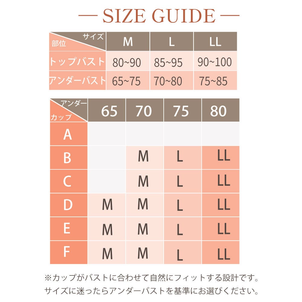 新シリーズPITALIFT（ピタリフト）おとなの整えブラトップサイズ表